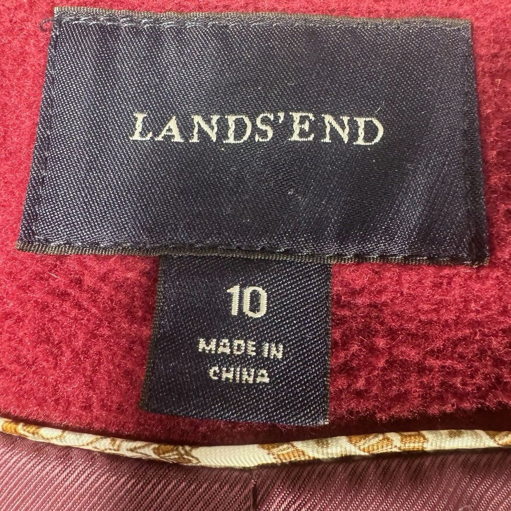 Lands End Wool Cashmere Blend Coat Womens 10 Red Burgundy City Girl Classic - Picture 2 of 10